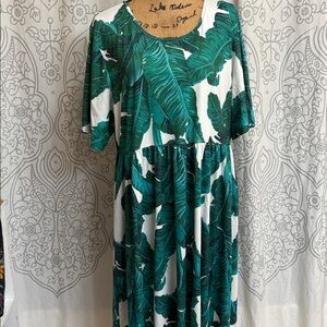 Tropical Green Leaf Print Women's Dress